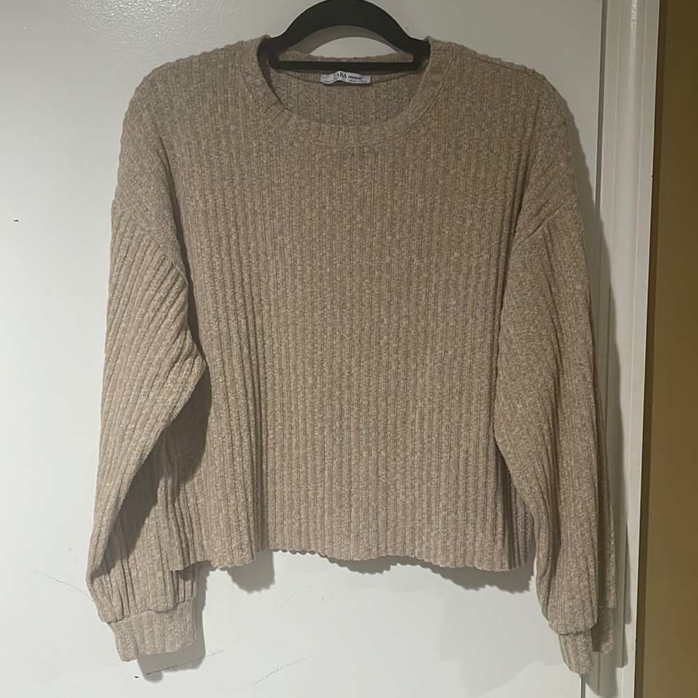 Zara Womens Long Sleeve Crop Top Sweater Size Small